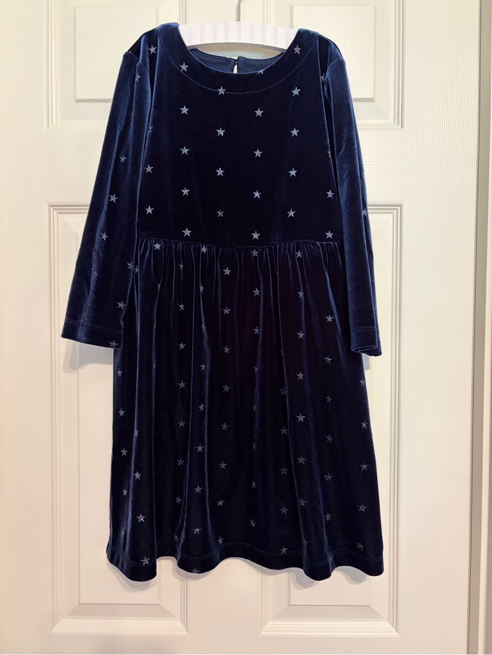 Gap Kids blue velvety 3/4 sleeve dress with stars - Size M